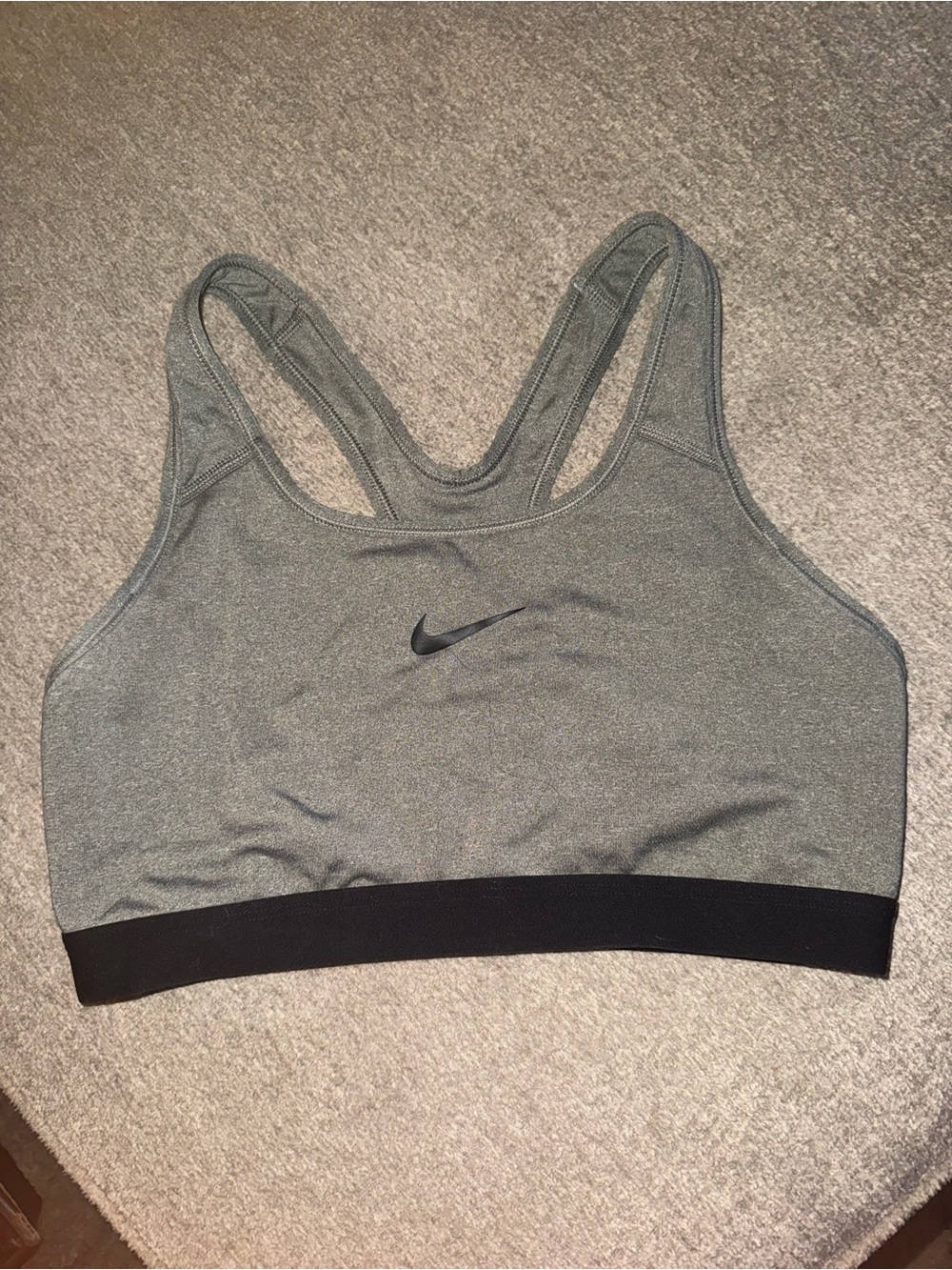 Nike Dri-fit Heather Gray Racerback Sports Bra with Black Band